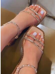 Women's Flat Sandal Model 050 Fashion Blogger  Summer 2025 - 乾枯玫瑰色 - 查看 2