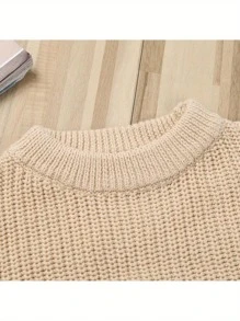Suéteres de otoño e invierno para bebés pequeños, suéteres gruesos de punto de manga larga para niños - Beis - Ver 5
