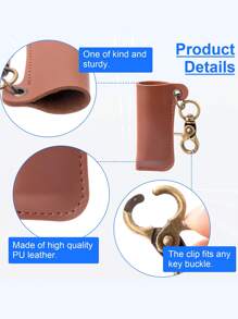 皮革打火机盒支架适用于 BIC 迷你/标准尺寸打火机套真皮盒袋带金属马蹄形挂钩可挂钥匙链吊坠 - 彩色 - 查看 2