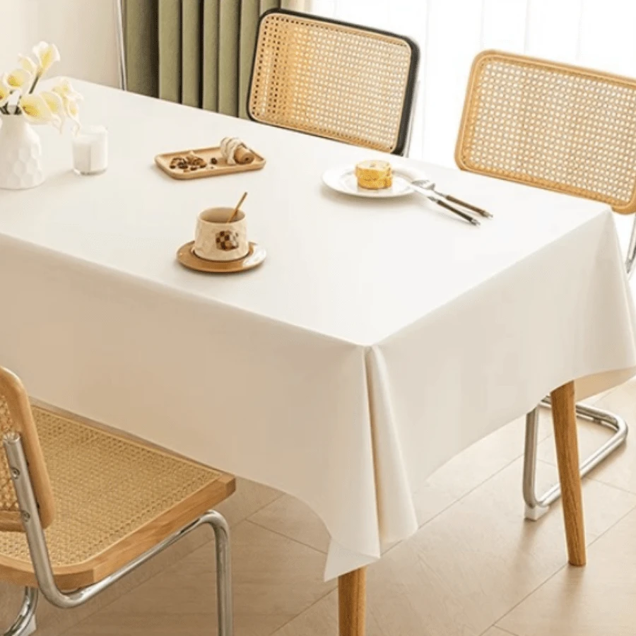1 Piece Of Flade Rong Back Lining PVC Tablecloth, Dining Tablecloth, Conference Tablecloth, Work Tablecloth, Party Tablecloth, Suitable For Restaurants, Parties, Weddings, Graduation Season, Etc. - Beige - View 1