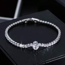 1pc Luxury Sparkling Cubic Zirconia Bracelet, Fashionable Bestselling Gift For Valentine's Day,Mom,Mother,Mother's Day,Gift