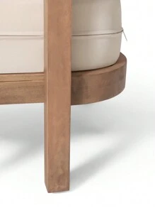 Outdoor Acacia Wood Patio Club Chair, Patio Furniture,Waterproof Thick Cushion Deep Seating For Porch, Garden, Backyard, Balcony, Weight Capacity 400lbs, Brown Wash, Beige Cushion - 米色 - 查看 9