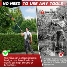RELOIVE  4-In-1 Telescoping Pole Hedge Trimmer/Grass Shear/Shrub Trimmer/Grass Trimmer With 2.0 Ah Battery,12V (Red)