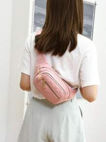 1 件新款女士腰包，尼龙材质，刺绣，厚实耐磨，拉链开合，多层，简约轻巧，休闲，时尚，可爱，大容量女士斜挎胸包，适合运动 - 彩色 - 查看 5