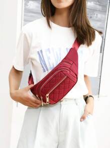 1 件新款女士腰包，尼龙材质，刺绣，厚实耐磨，拉链开合，多层，简约轻巧，休闲，时尚，可爱，大容量女士斜挎胸包，适合运动 - 彩色 - 查看 4