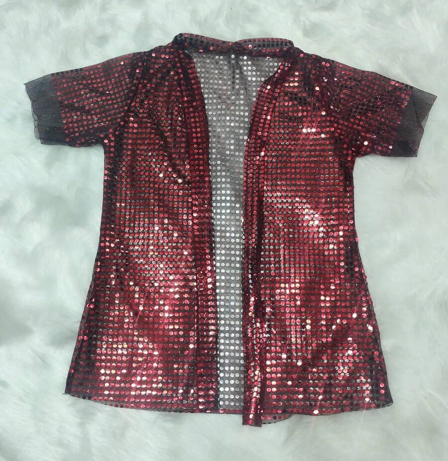 Carnival Sequin Kimono *ONE SIZE* - Red/Black - View 1