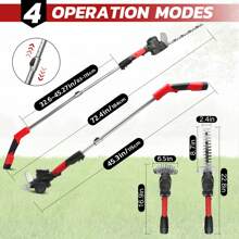 RELOIVE  4-In-1 Telescoping Pole Hedge Trimmer/Grass Shear/Shrub Trimmer/Grass Trimmer With 2.0 Ah Battery,12V (Red)
