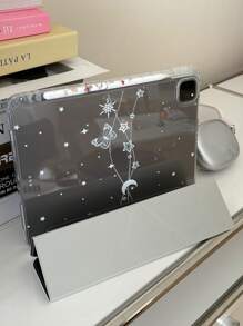 1pc Cute Butterfly, Star, Moon Double-Sided Acrylic Transparent Crystal Backlite Tablet Case, Shock-Proof, Compatible With IPad, To Support Sleep/Wake