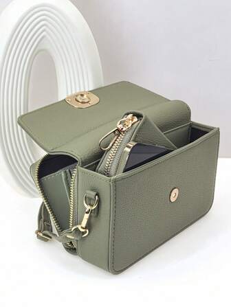 MINGYOU Nueva billetera tipo mensajero mini, con bordado de moda, cremallera doble suave, multifuncional, gran capacidad, bolso para teléfono móvil, dulce y lindo, exquisito, bolso de mensajería para mujeres y estudiantes jóvenes, adecuado para compras, citas, regalo para mujeres, cartera, bolso.