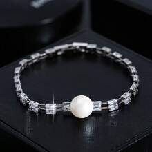1pc Luxury Sparkling Cubic Zirconia Bracelet, Fashionable Bestselling Gift For Valentine's Day,Mom,Mother,Mother's Day,Gift