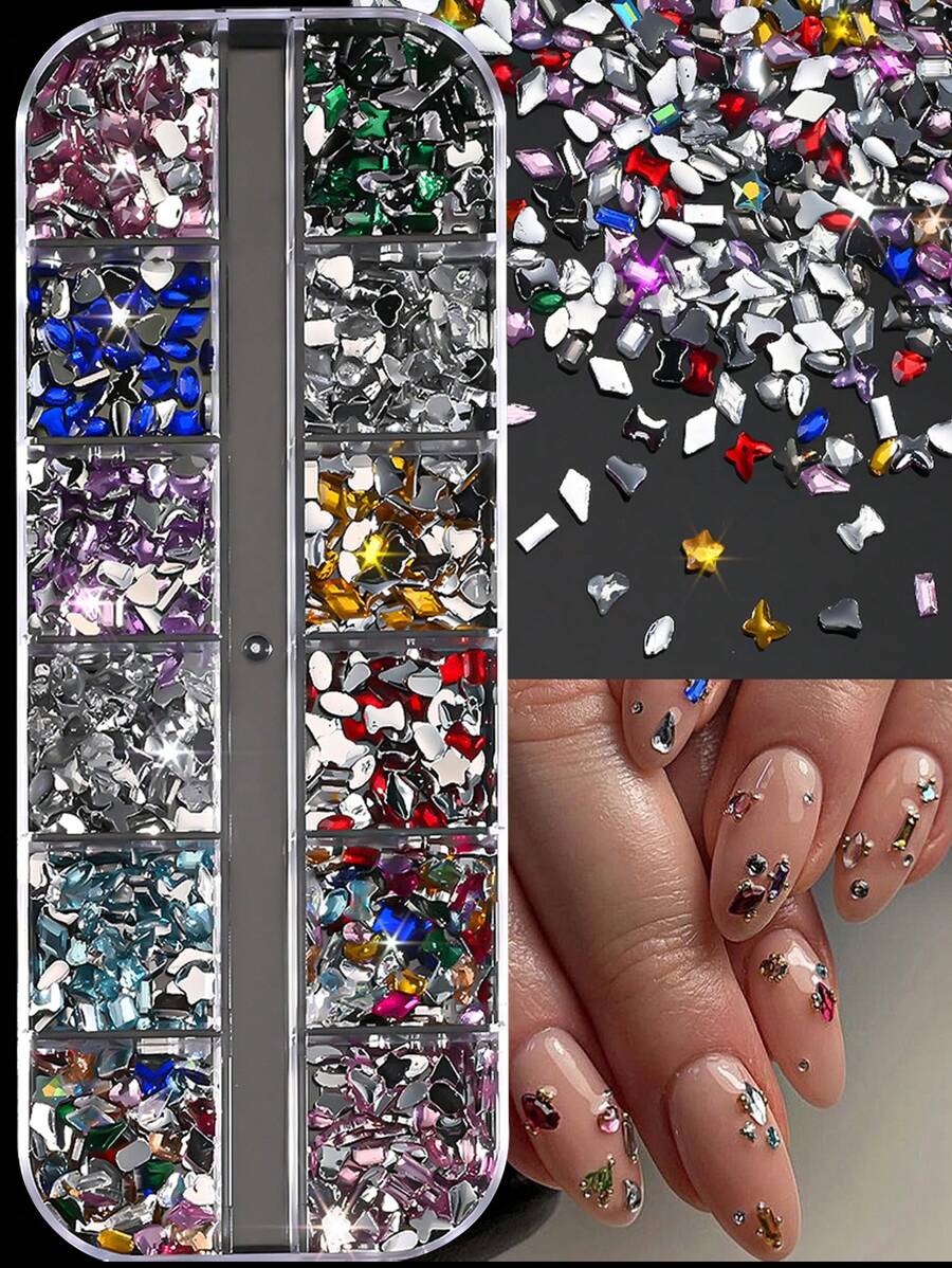 12 Lưới Đá Rhinestones Mặt Phẳng Nhiều Màu Sắc Cho Nghệ Thuật Làm Móng, Đá Rhinestones Tròn Nhiều Màu Cho Đồ Thủ Công Làm Móng, Quần Áo Giày Dép Túi Xách Nghệ Thuật Tự Làm, Đá Quý Trong Suốt Cho Nghệ Thuật Làm Móng Tự Làm Hoặc Tiệm Làm Móng Đồ Dùng Làm Móng, Phụ Kiện Làm Móng - Nhiều màu - Xem 1