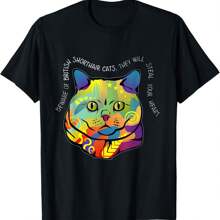 British Shorthair Cat Artwork Painting T-Shirt