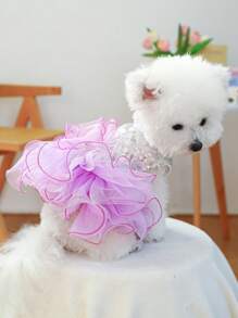 PETCIRCLE 1 pezzo Abito da sposa per animali domestici fatato e fantasioso in viola, adatto per cani e gatti di piccola taglia, comodo e carino