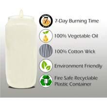 7 Day White Prayer Candles, 10 Pack - 6" Tall Pillar Candles For Religious, Memorial, Party Decor, Vigil And Emergency Use - Vegetable Oil Wax In Plastic Jar Container