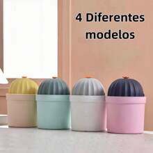 Set 2 MINI Botes de basura de escritorio compacto con diseño moderno y funcional, tapa abatible tipo cúpula con detalle floral decorativo, colores pastel elegantes, medidas ideales para espacios pequeños de 21 x 14.5 cm, perfecto para oficinas, dormitorios, baños y escritorios; fabricado en plástico duradero, fácil de limpiar y de usar, disponible en diferentes tonalidades (amarillo, verde, gris y rosa) para combinar con cualquier estilo de decoración, solución práctica y estética para la organización y eliminación de residuos en cualquier ambiente. - Multicolor - Ver 11
