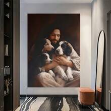 1 Pc  Jesus Home DecorWooden Framed Canvas Painting -  Thickness 2.25cm/0.9inch,Home Gift Decoration, Room Decoration Aesthetic, Wall Decoration Art, Perfect Gift, Autumn And Winter Wall Decoration, Living Room Decoration, Bedroom Decoration, Kitchen Decoration, Entry Decoration, Bathroom Decoration, Direct Wall Painting, High Quality Wall Painting Poster