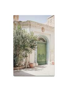 1 件斯堪的纳维亚简约波西米亚风格墙壁艺术西班牙建筑绿叶芦苇海报图片印刷帆布画印刷墙壁艺术画适用于客厅装饰卧室办公室酒吧美学装饰无框架