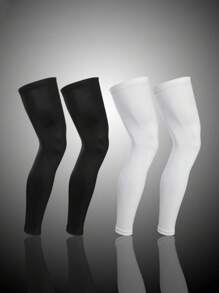 A Pair Of Long-Length Lycra Leg Warmers And Knee Protectors -- Suitable For Sports Such As Basketball And Cycling. High-Elasticity Ice-Silk Sun-Protection, Breathable And Quick-Drying Sports Leg Protectors. Gym Accessories Knee Support Sports Knee Pads Gym Knee Pads