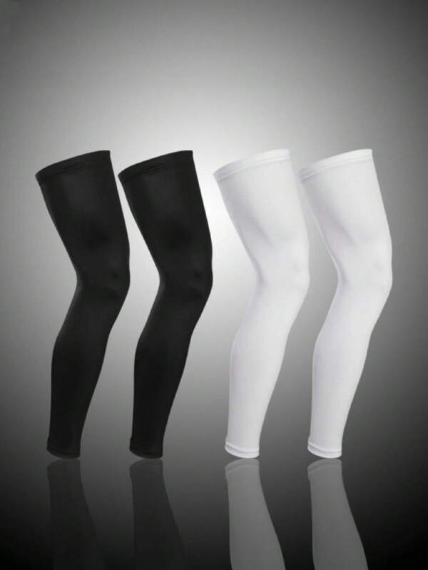 Um par de aquecedores de pernas e joelheiras de lycra de comprimento longo - adequados para esportes como basquete e ciclismo. Protetores de pernas esportivos de alta elasticidade, em seda gelada, respiráveis e de secagem rápida, com proteção solar. Acessórios para academia: joelheiras, joelheiras esportivas, joelheiras para academia.