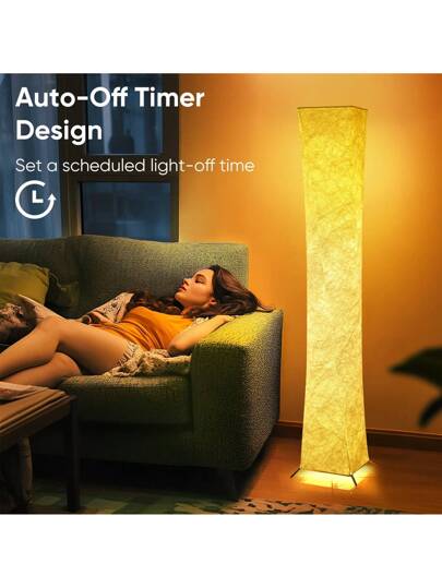 50 Inch Moderne Zachte Verlichting Vloer Lamp Lighting Remote Control, LED Tyvek Fabric Shade,Brightness Adjustable Living Room Bedroom Game view 7