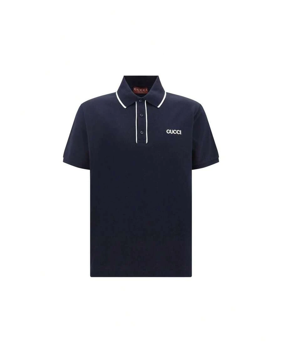Gucci Men Cotton Polo Shirt Short Sleeves - 藍色 - 查看 1