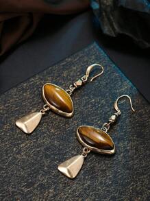 1 Pair Original Melated Tiger Eye Earrings, Suitable For Party, Gathering, And Daily Wear - Ancient KC - View 7