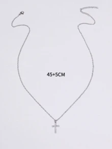 不锈钢锆石吊坠项链，适合情侣日常佩戴 - 彩色 - 查看 7