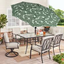 9' Monstera Palm Crank Lift And 3 Position Tilt Patio Umbrella
