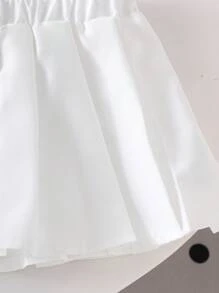 2 件女婴可爱蝴蝶印花圆领 T 恤和休闲百褶裙套装，甜美优雅街头时尚 - 彩色 - 查看 6
