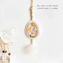 创意复活节兔子彩蛋装饰挂件木质挂件仿真羽毛流苏家居复活节吊饰节日好看的礼物适合客厅房间书房玄关背景门挂件汽车挂件 - 彩色 - 查看 11