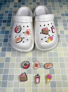2025 Summer New Fashion Lightweight Women Hollow Cake & Ice Cream Cartoon Designed Breathable Sandals, With Removable Flower Decor, DIY Combination Beach Slippers (Size Runs Small, Please Order 1 Or 2 Size Up)
