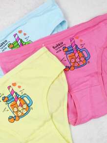 Pack de 3 calzones de algodón para niña, con un lindo diseño de malteada, cómodo, ajustable y confortable (los colores se envían al azar). - Multicolor - Ver 5