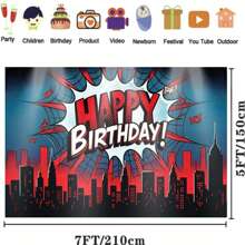 1pc Spider Superhero Happy Birthday Polyester Photo Background Banner, Multi-Size, Polyester Material Makes, Suitable For Indoor/Outdoor Decoration, Home, Garden, Yard Decoration Polyester Material Cake Table Photo Background Party Celebrations The Perfect Birthday Gift In - Multicolor - View 4