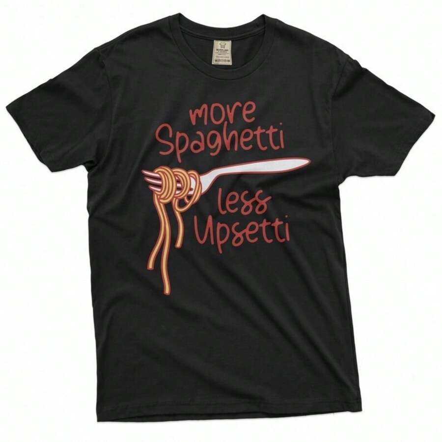 Funny Spaghetti Shirt Spaghetti Shirt Funny Food Shirt Foodie T Shirt Food Humor Tee Funny Saying TShirt Mens Womens Unisex Shirt - 黑色 - 查看 1