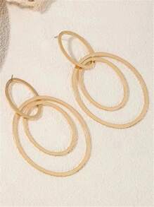 1 Pair Minimalist Metal Hoop Earrings, Suitable For Women For Daily Wear And Vacation Occasions