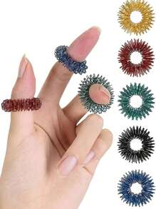 5/15/20 Stücke bunte Akupressur-Fingermassage-Ringe, Fingermassagegerät, Massagering für Fingerspitzen, Stressabbau, Federdesign, ideales Handmassage-Werkzeug als Geschenk, Massagezubehör - Verschiedenfarbig - Übersicht 2