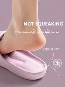 1 双紫色简约按摩拖鞋，女士家居拖鞋，淋浴拖鞋，脚部支撑，舒适鞋垫，情侣拖鞋，EVA 材质带子拖鞋