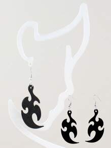 1 Pair Flame Shaped Earrings, Women's Party Accessories Black Fashion Flame Earring Pendants