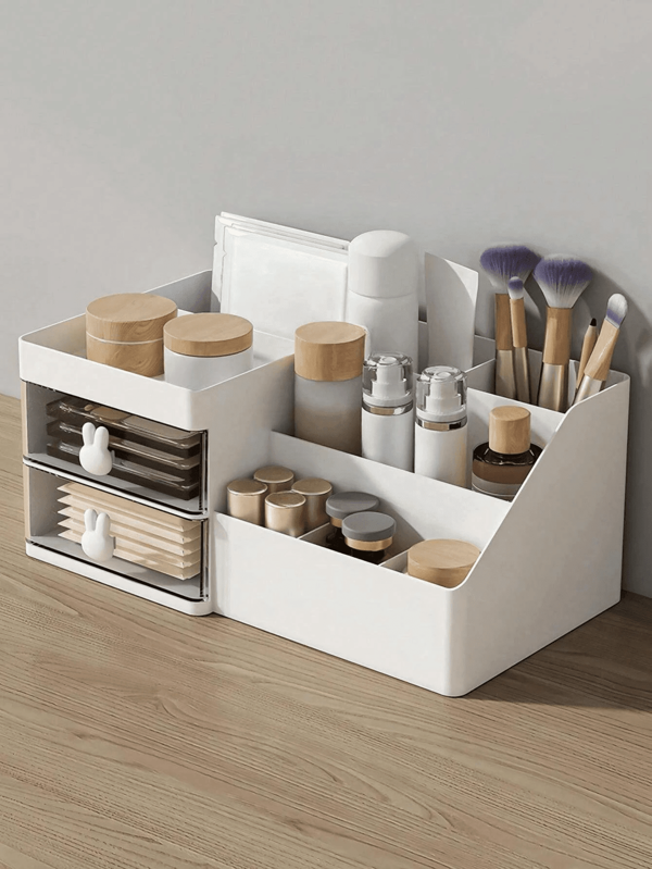 1-delige opbergdoos voor op het bureau - Make-up organizer met meerdere compartimenten, gemaakt van pc-materiaal, make-up displayrek - geschikt voor kaptafels, kantoor, badkameraccessoires, thuis, school, slaapzaal, studio-inrichting voor de start van het schooljaar