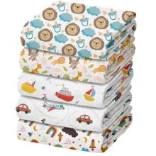 Pacote com 5 Fraldas de Pano Luxo Marca Minasrey Estampadas p/ Bebês e Recém-Nascidos 70cm x 70cm - 100% Algodão Duplo, Extra Absorvente - Ideal para Enxoval