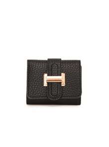 Dompet Kartu Wanita Lipat 3, Penutup Flip, Pengikat Jepit, Pendek, Klasik, Motif Houndstooth Hitam, Tempat Kartu Multi, Anti-RFID, Dompet Kompak Bergaya Vintage - Hitam - View 6