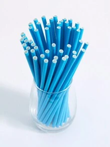 10/25/50/100 unidades Pajitas de papel desechables, azul sólido, apto para cócteles, cumpleaños, barbacoas, eventos y celebraciones