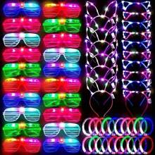 Party Glowing Fluorescent Glasses Party Glowing 57-/24Piece Set Of Round Butterfly Eyes Bright Cool Glowing Eyes Shining Eyes Toys 57-Piece Bar Party Cheering Concert Props - 七彩色 - 查看 1