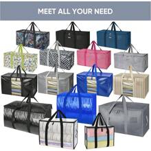 12 túi chuyển nhà cỡ lớn có khóa kéo và quai xách, hộp đựng đồ nặng, tiết kiệm không gian, phong cách Boho - Màu xanh hải quân - Xem 6