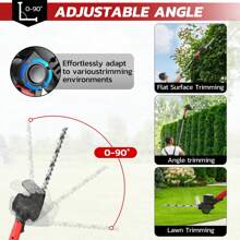 RELOIVE  4-In-1 Telescoping Pole Hedge Trimmer/Grass Shear/Shrub Trimmer/Grass Trimmer With 2.0 Ah Battery,12V (Red)