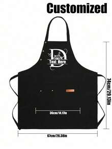 Personalized Text And Letter Apron, Custom Christmas Apron, Custom Phrase Or Photo Design, Multiple Styles Available, Personalized Holiday Gift For Dad, Mom, Husband, Boyfriend, Girlfriend, Family And Friends, Funny Birthday Gift - Black - View 4