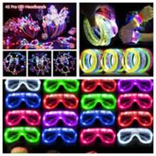 Party Glowing Fluorescent Glasses Party Glowing 57-/24Piece Set Of Round Butterfly Eyes Bright Cool Glowing Eyes Shining Eyes Toys 57-Piece Bar Party Cheering Concert Props - 七彩色 - 查看 5