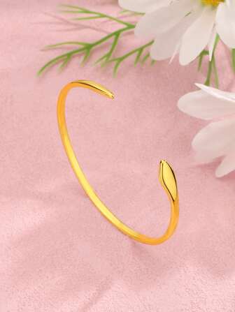 1 件不褪色不锈钢尖刺金色袖口手镯新款简约蛇形手链珠宝礼物适合男女