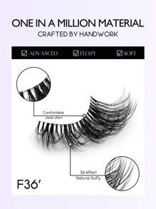 GROINNEYA 9 paia di ciglia finte con banda trasparente, ciglia finte corte e morbide in stile occhio di gatto, ciglia finte 3D in finta pelliccia di visone, naturali e morbide per il trucco (F36)