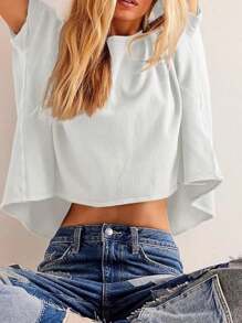 HIGHFINE Women's Short-Sleeved Pullover Satin Shirt Casual Loose Elegant Work Top - 白色 - 查看 3